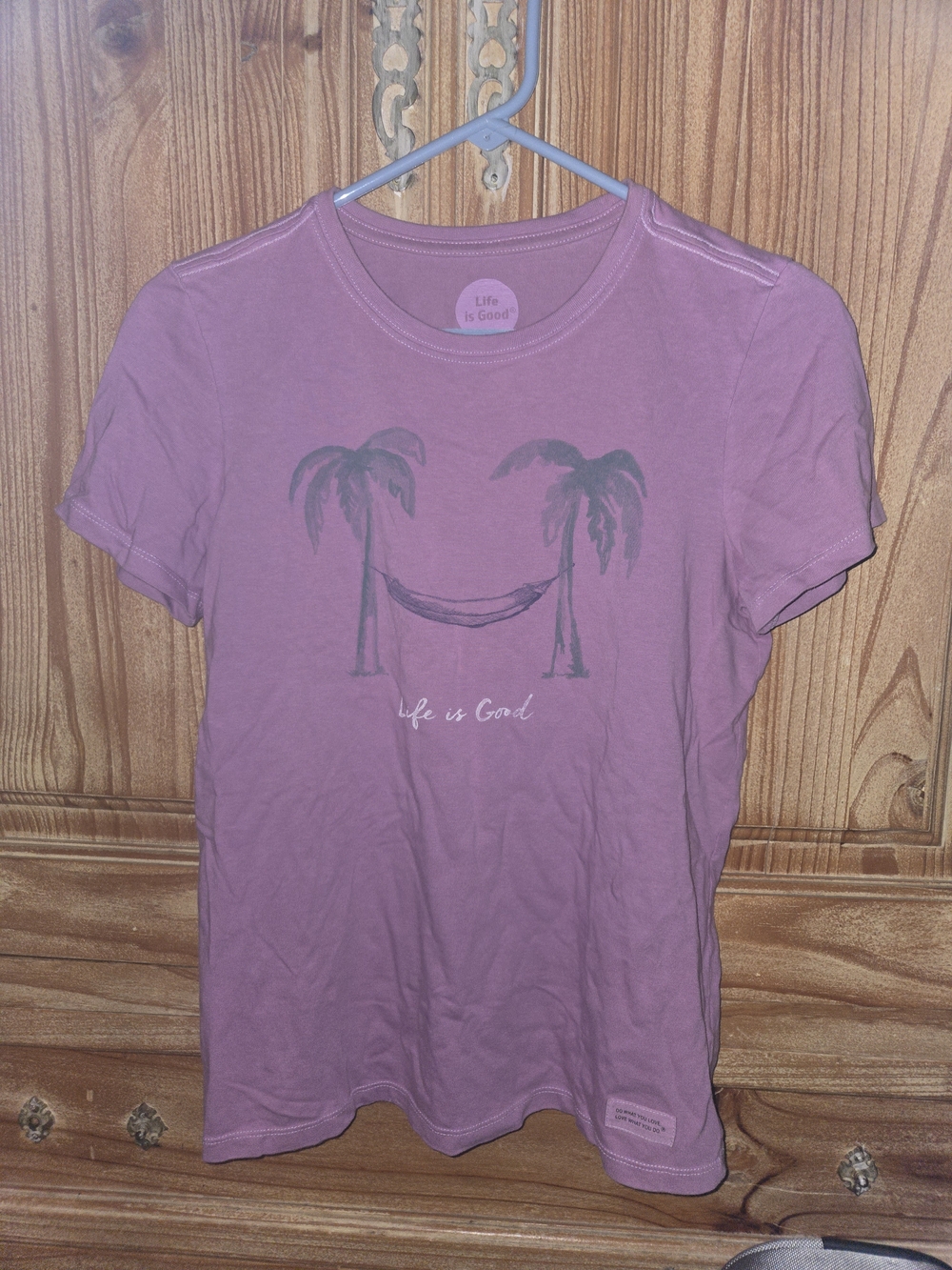 Life is Good Mauve Palm Tree Hammock Tee
